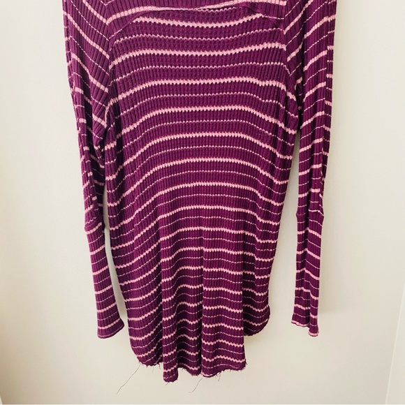Free People Long Sleeve Stripe Top Purple Sz Small - Picture 9 of 9